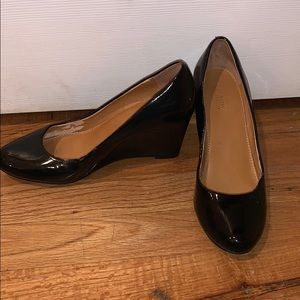 J Crew Black Wedges